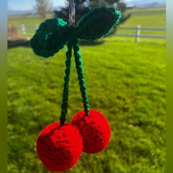 Hand Crocheted Cherries Keychain! - Picture 4 of 15